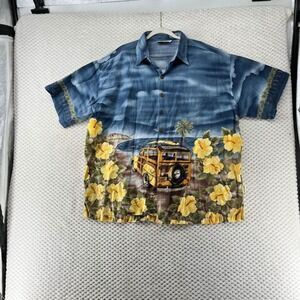 Koko Island Hawaiian Shirt Surf Wooden Van Floral Print Button‎ Up Tropical XXL